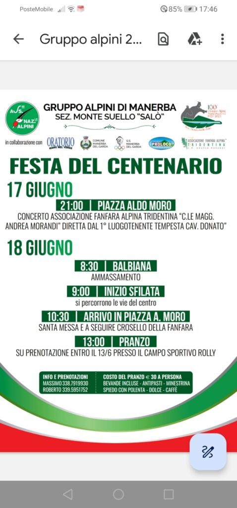 Manerba – 100° anniversario di fondazione del gruppo