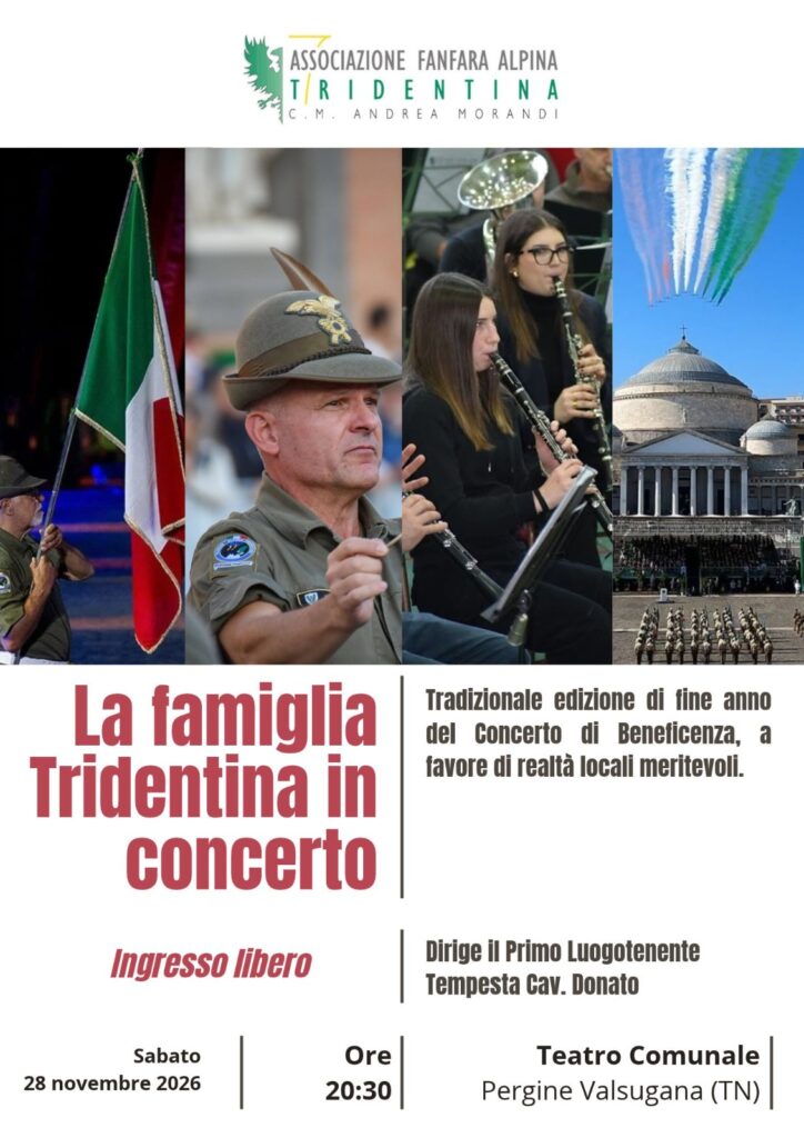 Pergine Valsugana – La famiglia Tridentina in concerto – 28 Novembre 2026